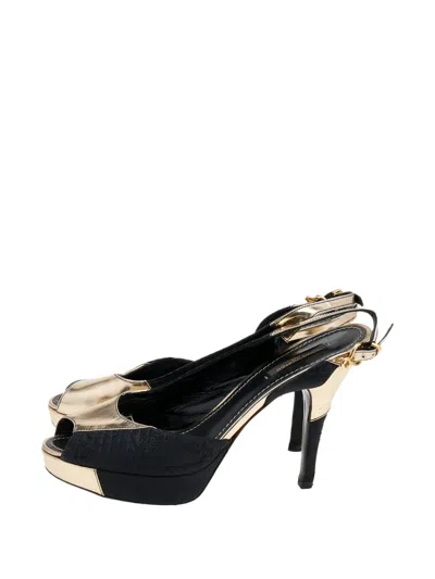 Pre-owned Louis Vuitton Motard Piccadilly Slingback Sandals In Black