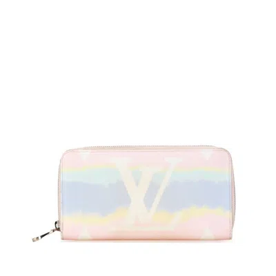 Pre-owned Louis Vuitton Multi-color Pink Pvc Leather Long Wallet (bi-fold) () In Multi-color, Pink