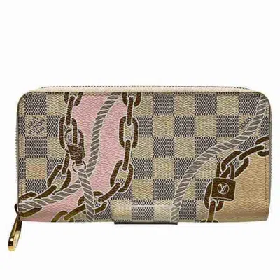 Pre-owned Louis Vuitton Multi-color White Canvas Leather Long Wallet (bi-fold) ()