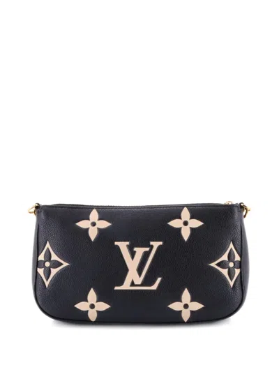 Pre-owned Louis Vuitton Multi Pochette Accessoires Bicolor Monogram Empreinte Giant Crossbody Bag In Black