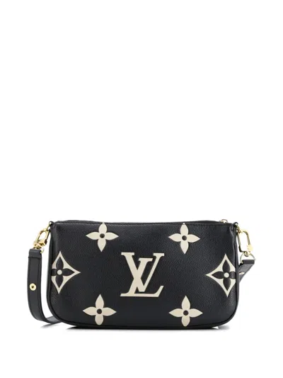 Pre-owned Louis Vuitton Multi Pochette Accessoires Bicolor Monogram Empreinte Giant Crossbody Bag In Black