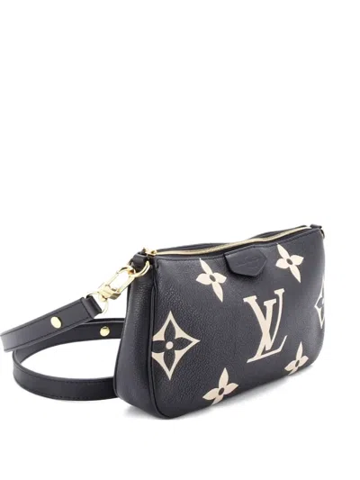 Pre-owned Louis Vuitton Multi Pochette Accessoires Bicolor Monogram Empreinte Giant Crossbody Bag In Black