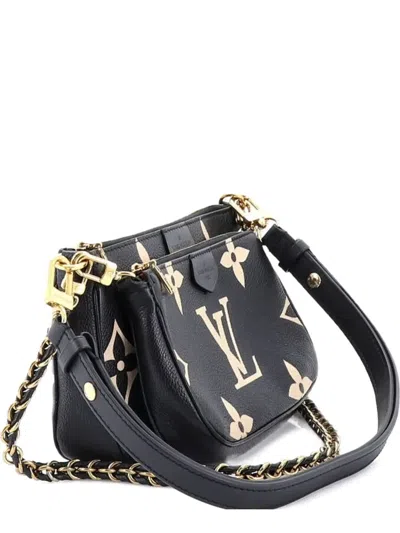 Pre-owned Louis Vuitton Multi Pochette Accessoires Bicolor Monogram Empreinte Giant Crossbody Bag In Black