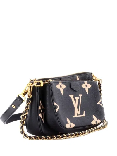 Pre-owned Louis Vuitton Multi Pochette Accessoires Bicolor Monogram Empreinte Giant Crossbody Bag In Black