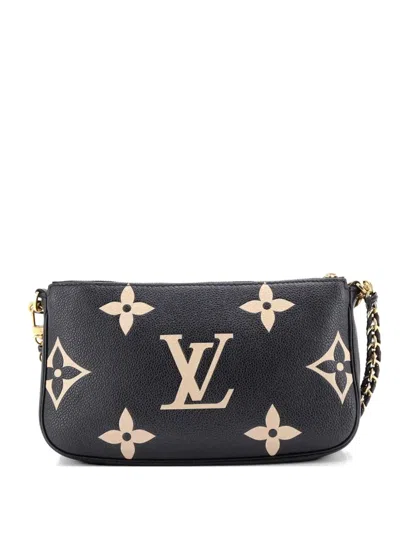 Pre-owned Louis Vuitton Multi Pochette Accessoires Bicolor Monogram Empreinte Giant Crossbody Bag In Black