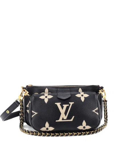 Pre-owned Louis Vuitton Multi Pochette Accessoires Bicolor Monogram Empreinte Giant Crossbody Bag In Black
