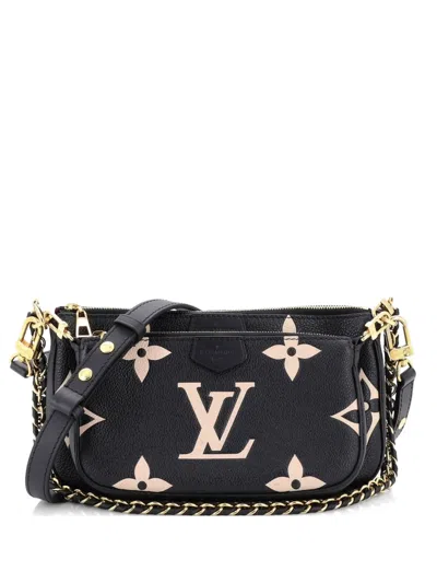 Pre-owned Louis Vuitton Multi Pochette Accessoires Bicolor Monogram Empreinte Giant Crossbody Bag In Black