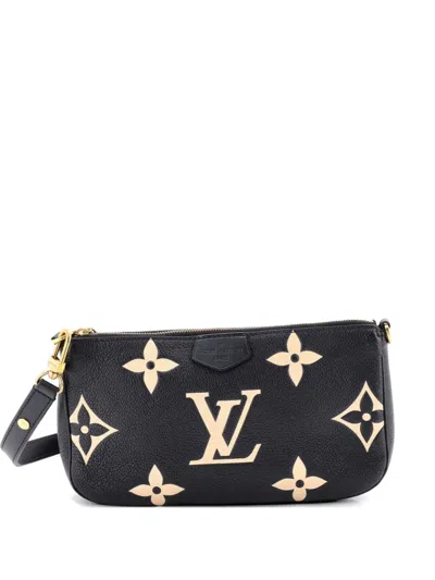 Pre-owned Louis Vuitton Multi Pochette Accessoires Bicolor Monogram Empreinte Giant Crossbody Bag In Black