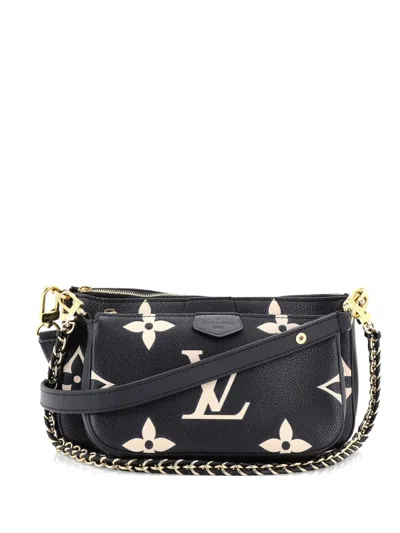 Pre-owned Louis Vuitton Multi Pochette Accessoires Bicolor Monogram Empreinte Giant Crossbody Bag In Black