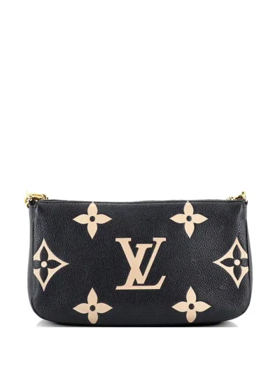 Pre-owned Louis Vuitton Multi Pochette Accessoires Bicolor Monogram Empreinte Giant Crossbody Bag In Black