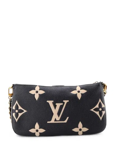 Pre-owned Louis Vuitton Multi Pochette Accessoires Bicolor Monogram Empreinte Giant Crossbody Bag In Black
