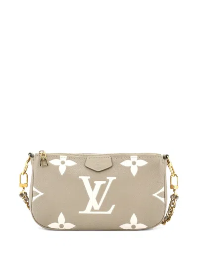 Pre-owned Louis Vuitton Multi Pochette Accessoires Bicolor Monogram Empreinte Giant Large Pouch In Green