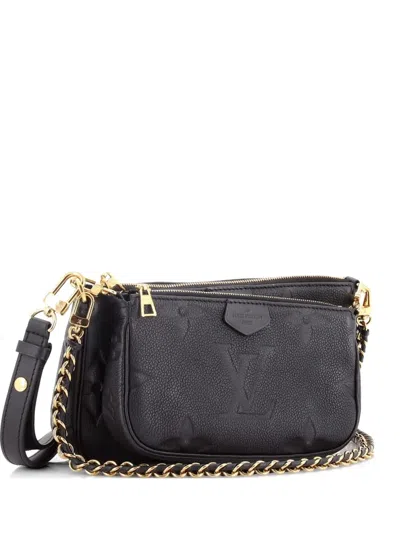 Pre-owned Louis Vuitton Multi Pochette Accessoires Monogram Empreinte Giant Crossbody Bag In Black