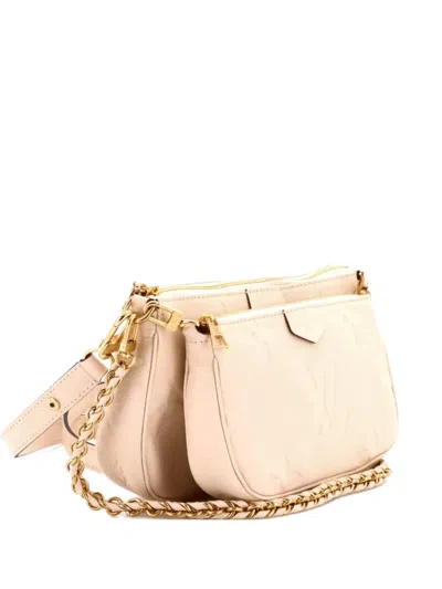 Pre-owned Louis Vuitton Multi Pochette Accessoires Monogram Empreinte Giant Crossbody Bag In Neutral
