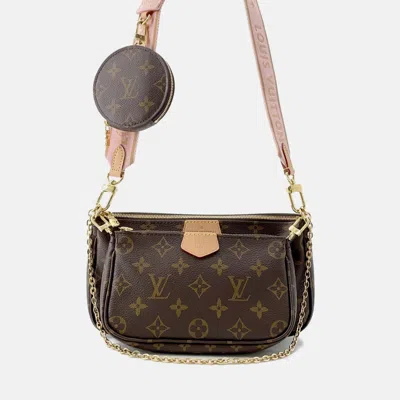 Pre-owned Louis Vuitton Multi Pochette Accessoires Rose Claire Monogram Crossbody Bag In Brown