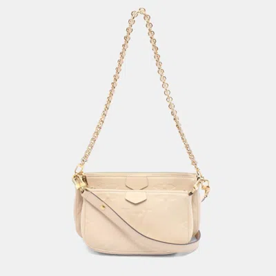 Pre-owned Louis Vuitton Multi Pochette Accessoires Shoulder Bag In Monogram Empreinte Leather Ivory In White