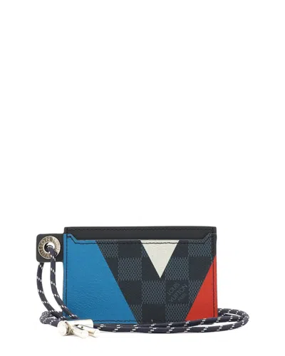 Pre-owned Louis Vuitton Multicolor Coated/waterproof Canvas Porte Cartes Corde Card Case  (authentic Pre-loved