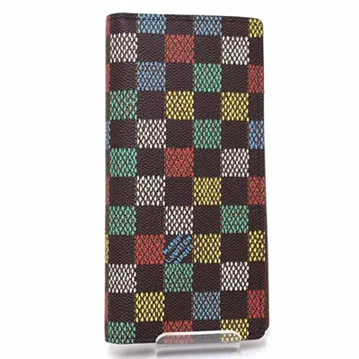 Pre-owned Louis Vuitton Multicolor Damier Canvas Ebene Multi-color Damier Canvas Long Wallet (bi-fold) (pre-ow