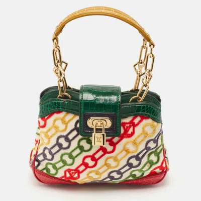 Pre-owned Louis Vuitton Multicolor Fabric And Alligator Mini Chains Linda Bag