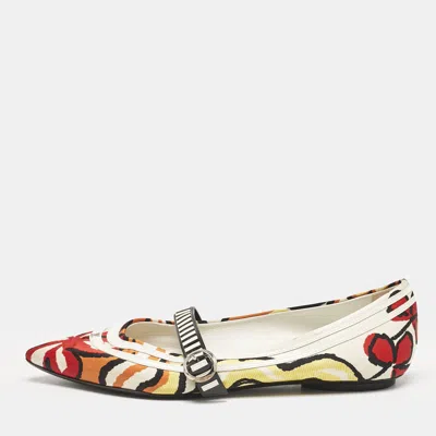 Pre-owned Louis Vuitton Multicolor Floral Fabric Buckle Strap Ballet Flats Size 38