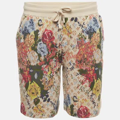 Pre-owned Louis Vuitton Multicolor Floral Monogram Jacquard Knit Shorts L