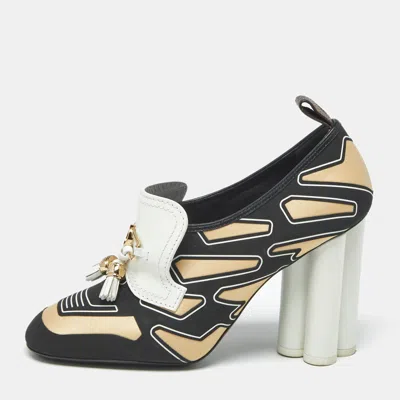Pre-owned Louis Vuitton Multicolor Leather And Fabric Tassel Embellished Swift Loafer Pumps Size 39