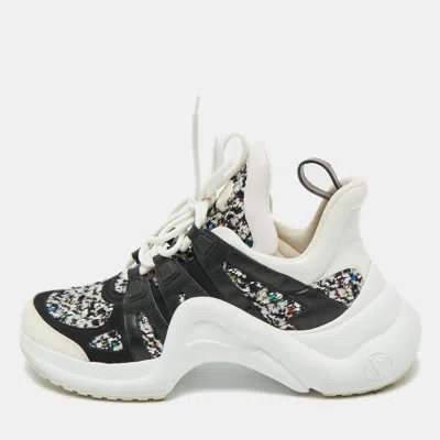 Pre-owned Louis Vuitton Multicolor Leather And Tweed Archlight Lace Up Sneakers Size 41