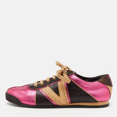 Pre-owned Louis Vuitton Multicolor Leather Colorblock Pattern Low Top Sneakers Size 38