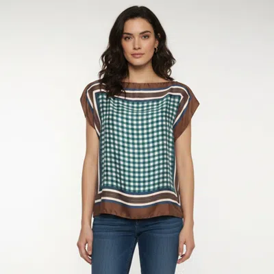 Pre-owned Louis Vuitton Multicolor Plaid Logo Detail Silk Top One Size