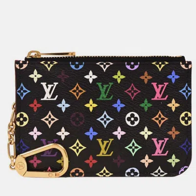 Pre-owned Louis Vuitton Multicolor Pochette Cles Coin Case Wallet In Black