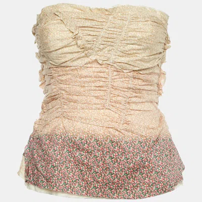 Pre-owned Louis Vuitton Multicolor Printed Cotton Strapless Corset Top M
