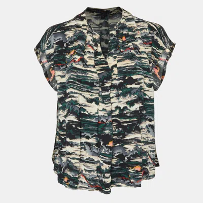 Pre-owned Louis Vuitton Multicolor Printed Cotton V- Neck Top M