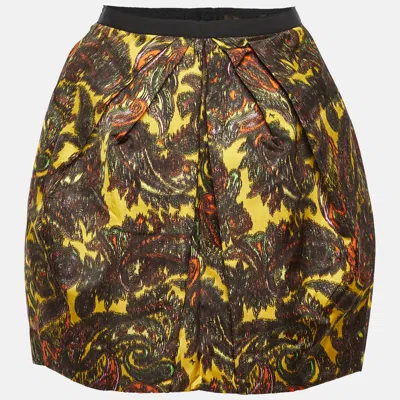Pre-owned Louis Vuitton Multicolor Printed Sateen Pleated Waist Detail Mini Skirt M