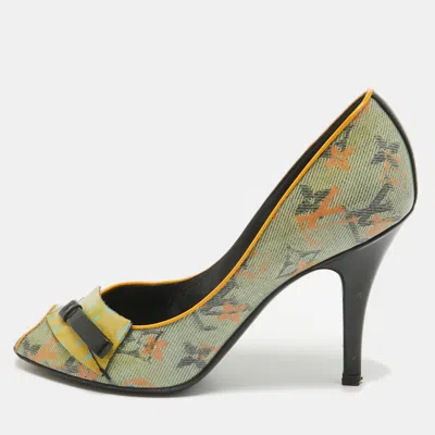Pre-owned Louis Vuitton Multicolor Pvc Richard Prince Flash Pulp Pumps Size 36.5 In Yellow