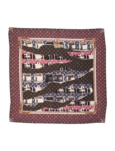 Pre-owned Louis Vuitton Multicolor Voyages Keepall Silk Scarf In Brown/pink/purple