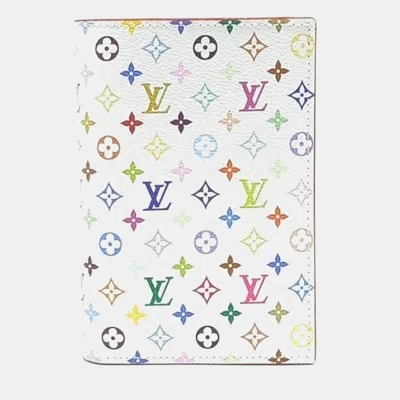 Pre-owned Louis Vuitton Multicolor White Coated Canvas Murakami Passport Wallet
