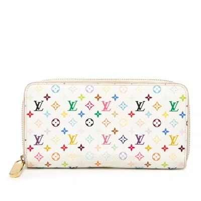 Pre-owned Louis Vuitton Multi-color White Pvc Leather Long Wallet (bi-fold) () In Multi-color, White