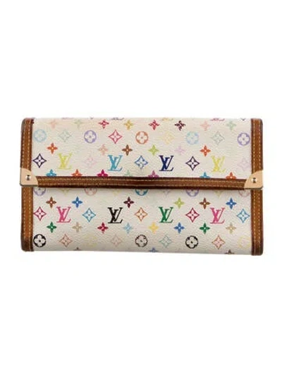 Pre-owned Louis Vuitton Multicolore Monogram Pattern Coated Canvas International Wallet In White
