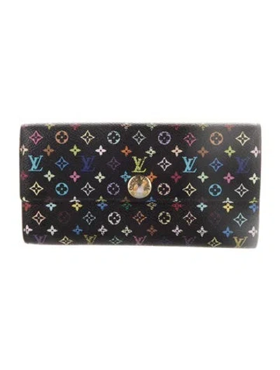 Pre-owned Louis Vuitton Multicolore Monogram Pattern Coated Canvas Sarah Wallet In Black