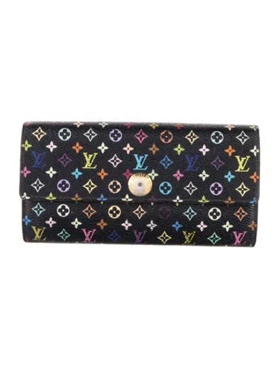 Pre-owned Louis Vuitton Multicolore Monogram Pattern Coated Canvas Sarah Wallet In Black