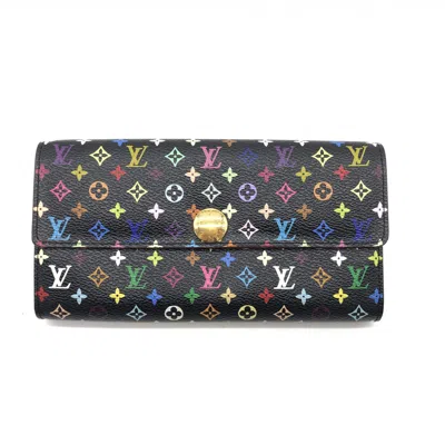 Pre-owned Louis Vuitton Multicolore Monogram Pattern Coated Canvas Sarah Women's Wallet () In Black