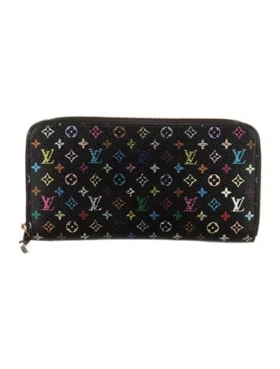 Pre-owned Louis Vuitton Multicolore Monogram Pattern Coated Canvas Zippy Wallet In Black