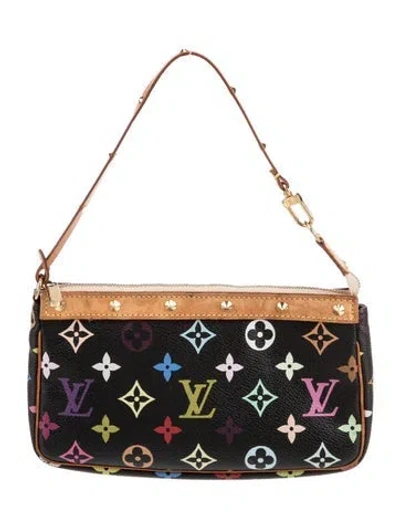 Pre-owned Louis Vuitton Multicolore Monogram Pochette Accessoires Vintage In Black