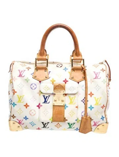 Pre-owned Louis Vuitton Multicolore Monogram Speedy 30 In White