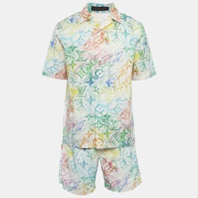Pre-owned Louis Vuitton Multicolour Crayon Monogram Cotton Shirt And Swim Shorts Set L