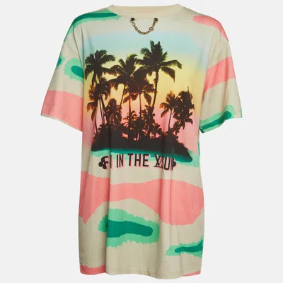 Pre-owned Louis Vuitton Multicolour "fun In The Sun" Palm Tree Print Cotton Crewneck T-shirt Xl