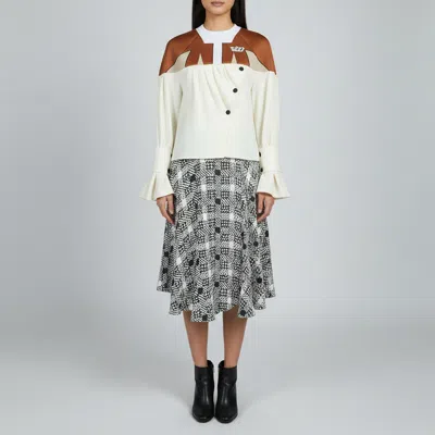 Pre-owned Louis Vuitton Multicolour Printed Knit And Crepe Flared Mini Dress M