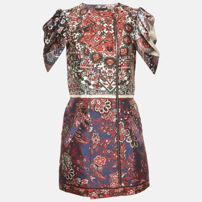 Pre-owned Louis Vuitton Multicolour Printed Silk Puff Sleeve Mini Dress M