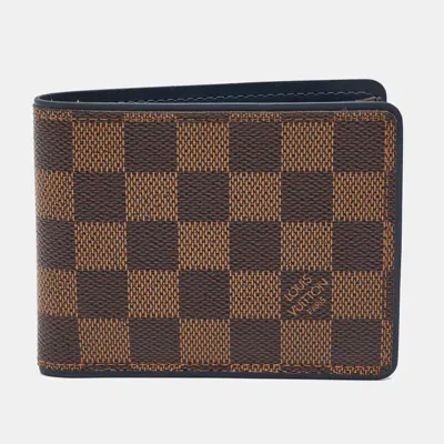 Pre-owned Louis Vuitton Multiple Damier Ebene Canvas Wallet In Brown