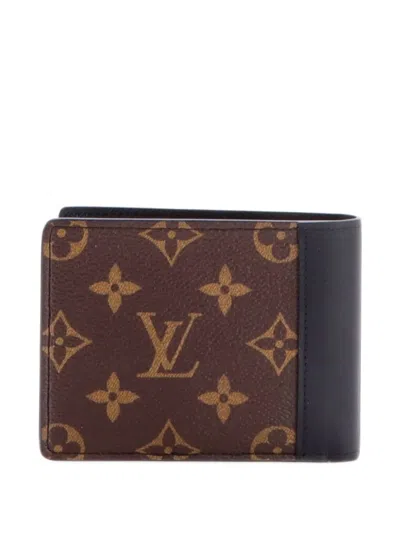 Pre-owned Louis Vuitton Multiple Wallet Macassar Monogram Canvas Small Wallets In Black